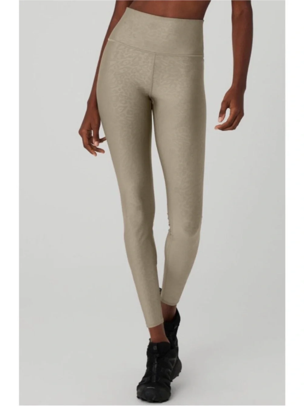 $140 ALO Airlift High-Waist Leopard Leggings Tan Animal Print Hi-Rise Size Small